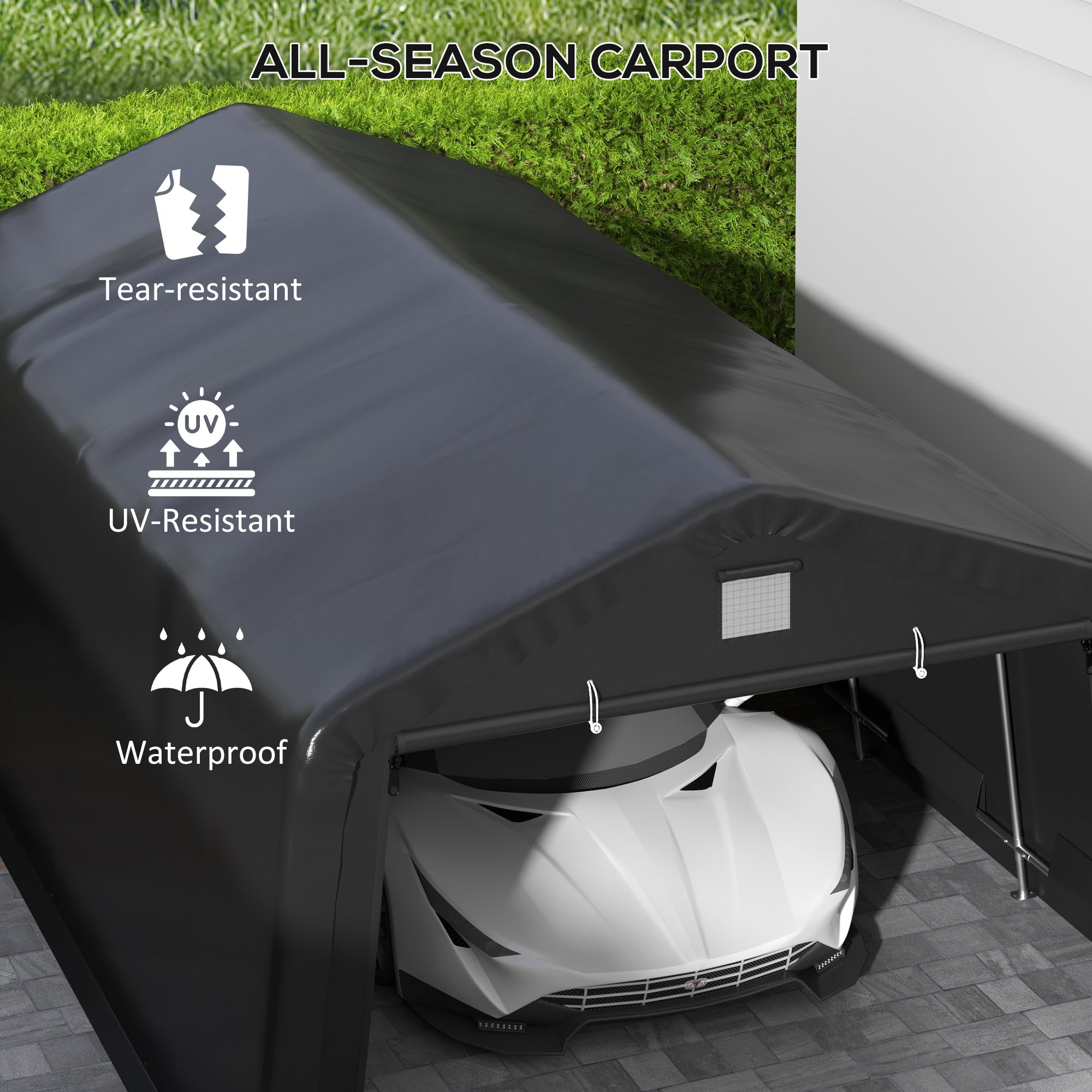 Outsunny 12' x 20' Portable Garage, Heavy Duty Carport