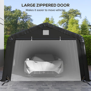 Outsunny 12' x 20' Heavy Duty Carport, Portable Garage Canopy Tent with 2 Ventilation Windows and Large Door, for Car, Truck, Boat, Motorcycle, Bike, Garden Tools, Black