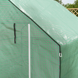 4.6' x 4.7' x 6.2' Walk-in Greenhouse with 3 Tier 8 Shelves, Outdoor Green House with Reinforced PE Cover, Garden Plant Grow Hot House Roll-up Door and Mesh Windows, Green