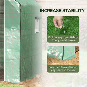 4.6' x 4.7' x 6.2' Walk-in Greenhouse with 3 Tier 8 Shelves, Outdoor Green House with Reinforced PE Cover, Garden Plant Grow Hot House Roll-up Door and Mesh Windows, Green