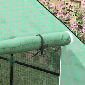 4.6' x 4.7' x 6.2' Walk-in Greenhouse with 3 Tier 8 Shelves, Outdoor Green House with Reinforced PE Cover, Garden Plant Grow Hot House Roll-up Door and Mesh Windows, Green