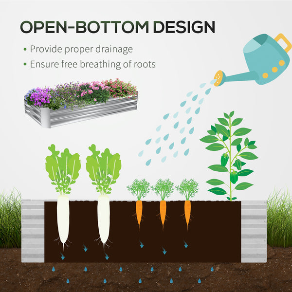 Outsunny 6 x 3 x 1ft Raised Garden Bed with Mini Greenhouse, Galvanized Raised Garden Bed with Cover for Herbs and Vegetables, Small Greenhouse for Patio Garden Balcony, Clear and Silver