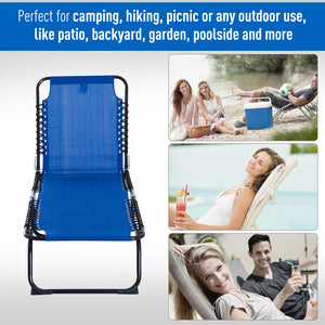 Outsunny Folding Chaise Lounge Pool Chair, Patio Sun Tanning Chair, Outdoor Lounge Chair with 4-Position Reclining Back, Breathable Mesh Seat for Beach, Yard, Patio, Blue