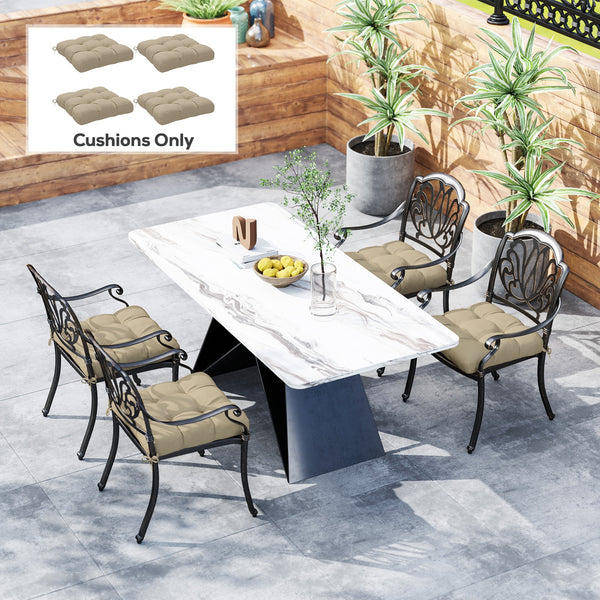 4-Piece Patio Chair Cushions Pillows, 19" x 19" x 4" Patio Cushions Set with Ties for Indoor Outdoor Garden Furniture