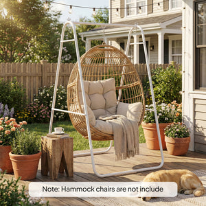 Hammock Chair Stand Only, Hanging Chair Stand, Heavy Duty Solid Steel A-Frame Construction for Hanging Hammock, Max Load 330 LBS Air Porch Swing for Indoor Outdoor, White