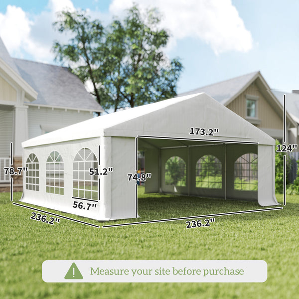 20' x 20' Heavy Duty Party Tent & Carport with Removable Sidewalls and Double Doors, Large Canopy Tent, Sun Shade Shelter, for Parties, Wedding, Outdoor Events, BBQ, White