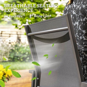 Patio Chairs Set of 2, Stackable Outdoor Patio Dining Chairs with Breathable Mesh Seat and Backrest, Armrests, Steel Frame for Balcony, Backyard, Porch, Dark Grey