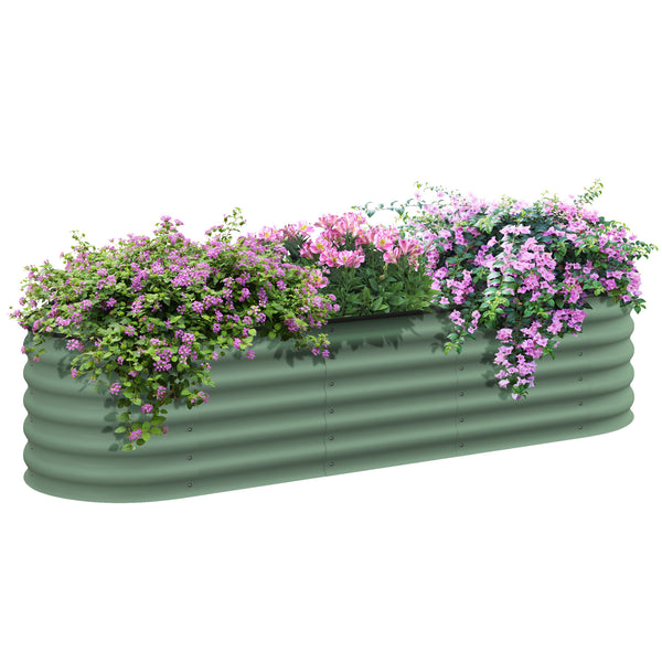 Outsunny 6.5' x 2' x 1.4' Galvanized Raised Garden Bed Kit, Outdoor Metal Elevated Planter Box with Safety Edging, Easy DIY Stock Tank for Growing Flowers, Herbs & Vegetables, Green