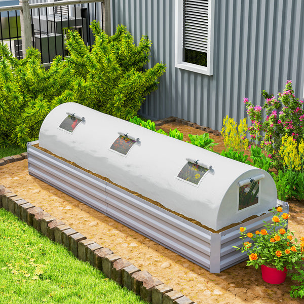 10' x 3' x 2' Portable Mini Greenhouse, Tunnel Growing Tent Plants Flower Warm House with 5 Mesh Windows and Steel Frame, for Garden, Patio, Backyard, White