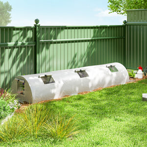 10' x 3' x 2' Portable Mini Greenhouse, Tunnel Growing Tent Plants Flower Warm House with 5 Mesh Windows and Steel Frame, for Garden, Patio, Backyard, White