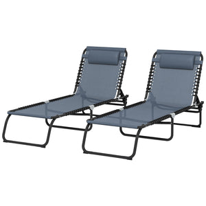 Outsunny Folding Chaise Lounge Pool Chair, Patio Sun Tanning Chair, Outdoor Lounge Chair with 4-Position Reclining Back, Breathable Mesh Seat for Beach, Yard, Patio, Gray