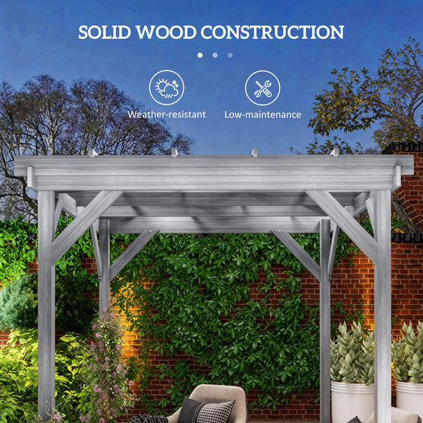 2 x 2m Wooden Pergola Kit, Decorative Garden Gazebo Shelter with Stable Structure for Climbing Vines, Flowers, Grey