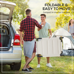 2 Pieces Outdoor Lounge Chair, Adjustable Backrest Folding Chaise Lounge, Cushioned Tanning Chair with Sunshade Roof & Pillow Headrest for Beach, Camping, Hiking, Cream White