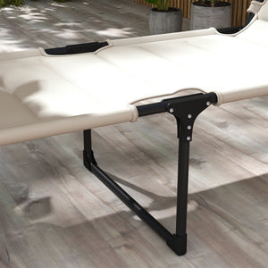 2 Pieces Outdoor Lounge Chair, Adjustable Backrest Folding Chaise Lounge, Cushioned Tanning Chair with Sunshade Roof & Pillow Headrest for Beach, Camping, Hiking, Cream White