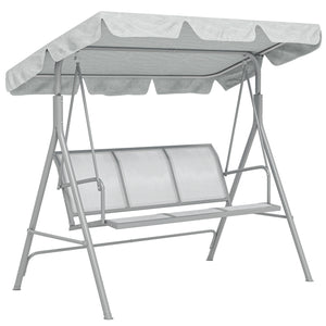 3 Seater Swing Chair, Garden Swing Bench with Adjustable Tilting Canopy, Breathable Mesh Seat and Heavy Duty Metal Frame for Patio, Yard, Light Grey