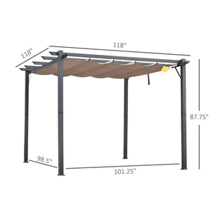 Outsunny 10' x 10' Aluminum Patio Pergola with Retractable Pergola Canopy, Backyard Shade Shelter for Porch, Outdoor Party, Garden, Grill Gazebo, Charcoal Gray