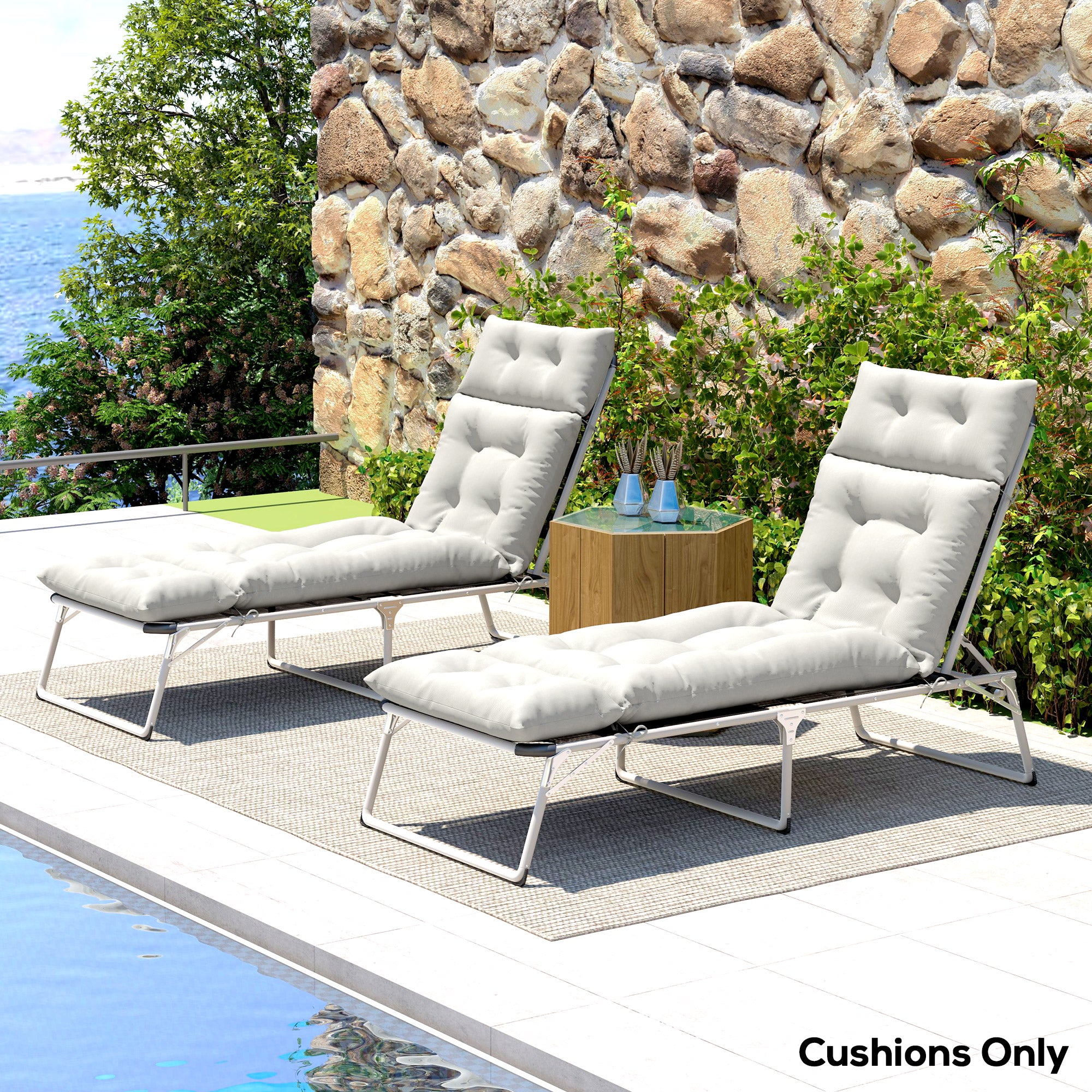 Sun Lounger Extra Wide Lounge Chair Outdoor Padded Sun Lounger