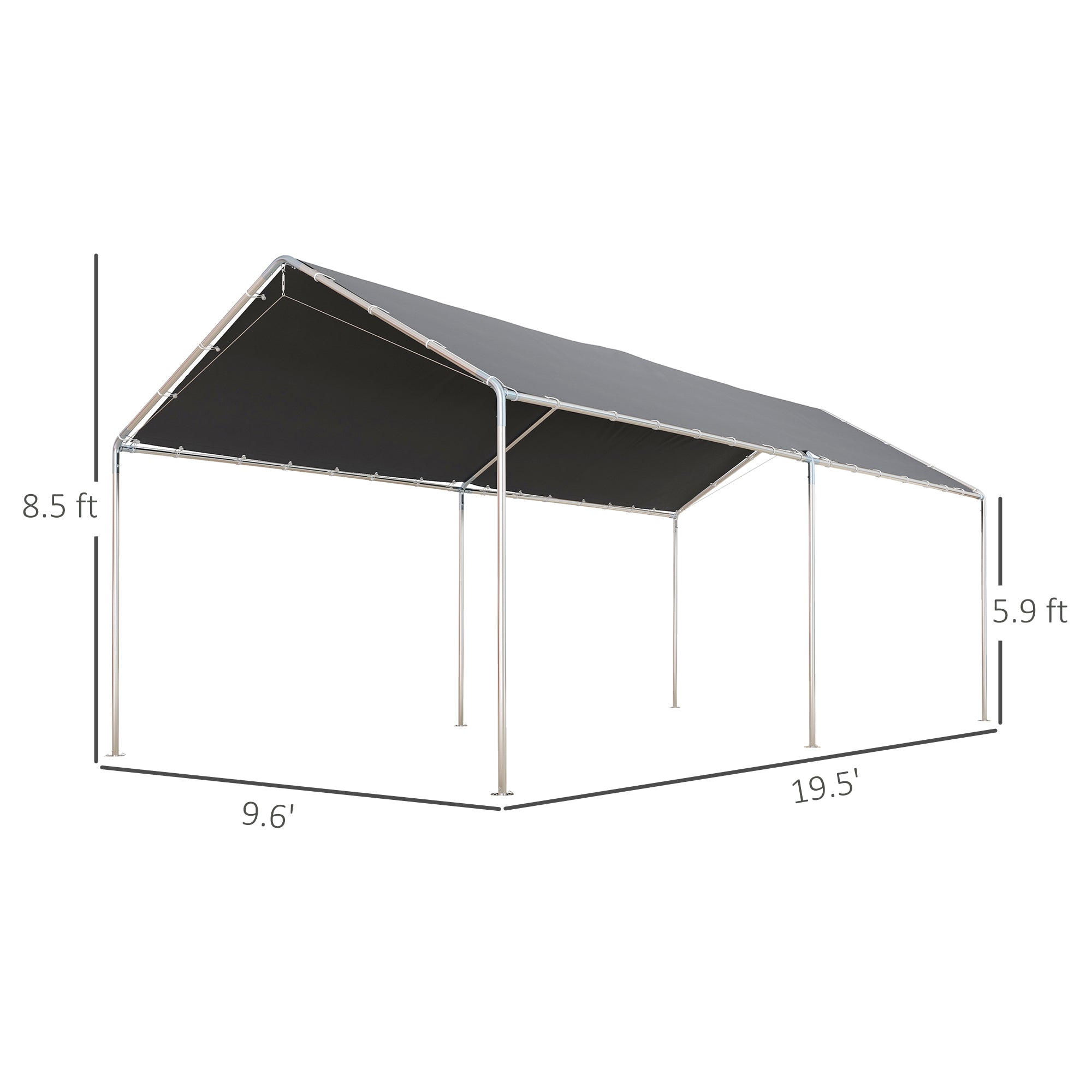 carport tent Outsunny 10' x 20' Heavy Duty Carport Garage Car Shelter Galvanized Steel Outdoor Open Canopy Tent