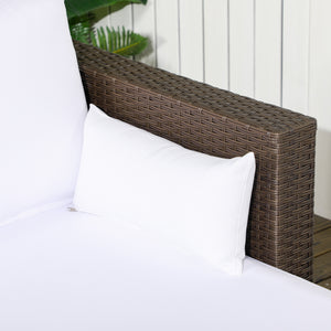 3-Piece Patio Furniture Set Modern Sectional Sofa Rattan Chair Wicker Conversation Set Outdoor Hand Woven Rattan Wicker Furniture Patio Coffee Table Sofa Set, White