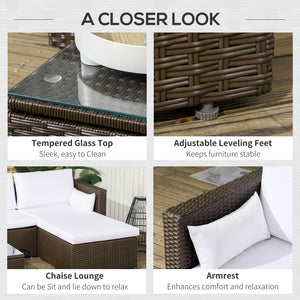 3-Piece Patio Furniture Set Modern Sectional Sofa Rattan Chair Wicker Conversation Set Outdoor Hand Woven Rattan Wicker Furniture Patio Coffee Table Sofa Set, White