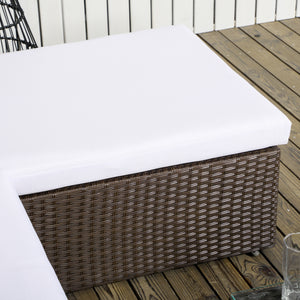 3-Piece Patio Furniture Set Modern Sectional Sofa Rattan Chair Wicker Conversation Set Outdoor Hand Woven Rattan Wicker Furniture Patio Coffee Table Sofa Set, White