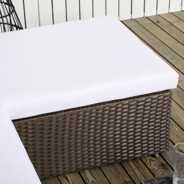 3-Piece Patio Furniture Set Modern Sectional Sofa Rattan Chair Wicker Conversation Set Outdoor Hand Woven Rattan Wicker Furniture Patio Coffee Table Sofa Set, White