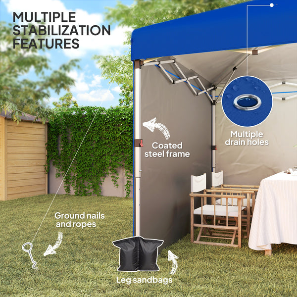 3 x 3 (M) Pop Up Gazebo, UPF 30+ with 2 Sidewalls, Leg Weight Bags and Wheeled Bag, Height Adjustable Party Tent Event Shelter for Garden, Patio, Blue