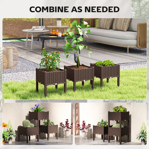 Plastic Raised Garden Bed with Legs, Self Watering Elevated Planter Boxes with Drainage Holes and Plugs, Easy Assembly Outdoor Planter Box for Patio Yard Balcony, Vegetables, Flowers, Herbs