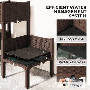 Plastic Raised Garden Bed with Legs, Self Watering Elevated Planter Boxes with Drainage Holes and Plugs, Easy Assembly Outdoor Planter Box for Patio Yard Balcony, Vegetables, Flowers, Herbs