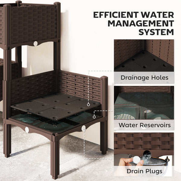 Plastic Raised Garden Bed with Legs, Self Watering Elevated Planter Boxes with Drainage Holes and Plugs, Easy Assembly Outdoor Planter Box for Patio Yard Balcony, Vegetables, Flowers, Herbs