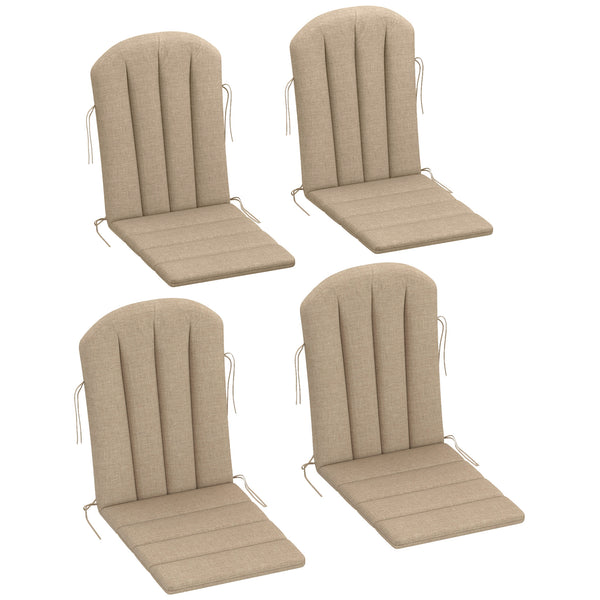 Adirondack Chair Cushion Set of 4, Outdoor Chair Cushions, High Back Patio Chair Cushions with Ties, Non-Slip Replacement Seat Cushion for Patio Furniture, Beige