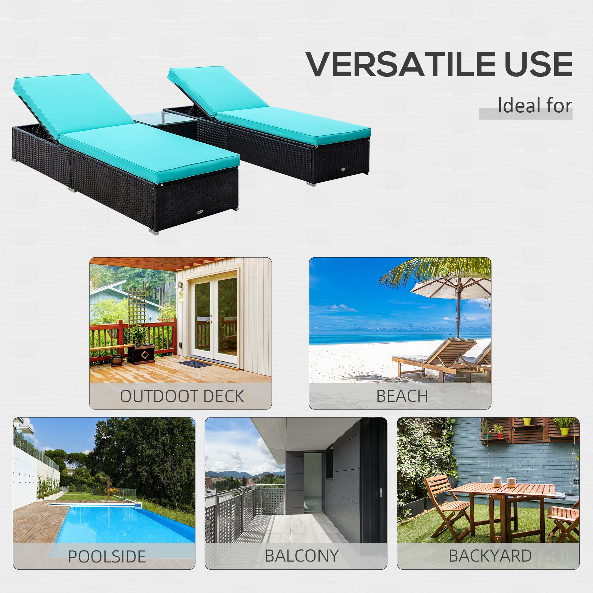 Outsunny Chaise Lounge Chair - Thumbnail 2