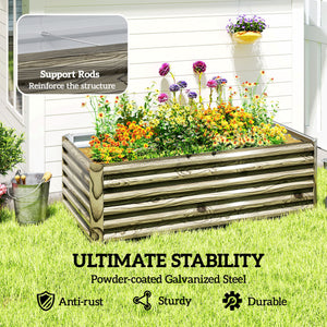 Galvanized Raised Garden Bed, 6' x 3' x 2' Outdoor Metal Planter Box, Standing Raised Bed for Growing Flowers, Herbs and Vegetables, Light Wood Effect