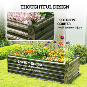 Galvanized Raised Garden Bed, 6' x 3' x 2' Outdoor Metal Planter Box, Standing Raised Bed for Growing Flowers, Herbs and Vegetables, Light Wood Effect