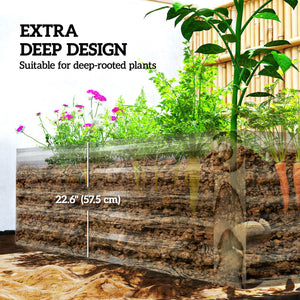 Galvanized Raised Garden Bed, 6' x 3' x 2' Outdoor Metal Planter Box, Standing Raised Bed for Growing Flowers, Herbs and Vegetables, Light Wood Effect