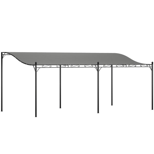 Outsunny 10' x 20' Outdoor Pergola Canopy, Metal Patio Canopy with Weather-Resistant Fabric and Drainage Holes for Backyard, Garden, Porch, Beach, Dark Gray