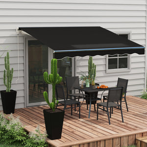 Outsunny 10' x 8' Electric Awning, Retractable Awning, UV Protection Sun Shade Shelter with Remote Controller and Manual Crank Handle for Deck, Balcony, Yard, Black