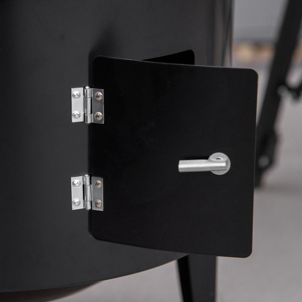 Vertical Charcoal BBQ Smoker, 3-in-1 16" Round Charcoal Barbecue Grill with 2 Cooking Area, and Thermometer for Outdoor Camping Picnic Backyard Cooking, Black