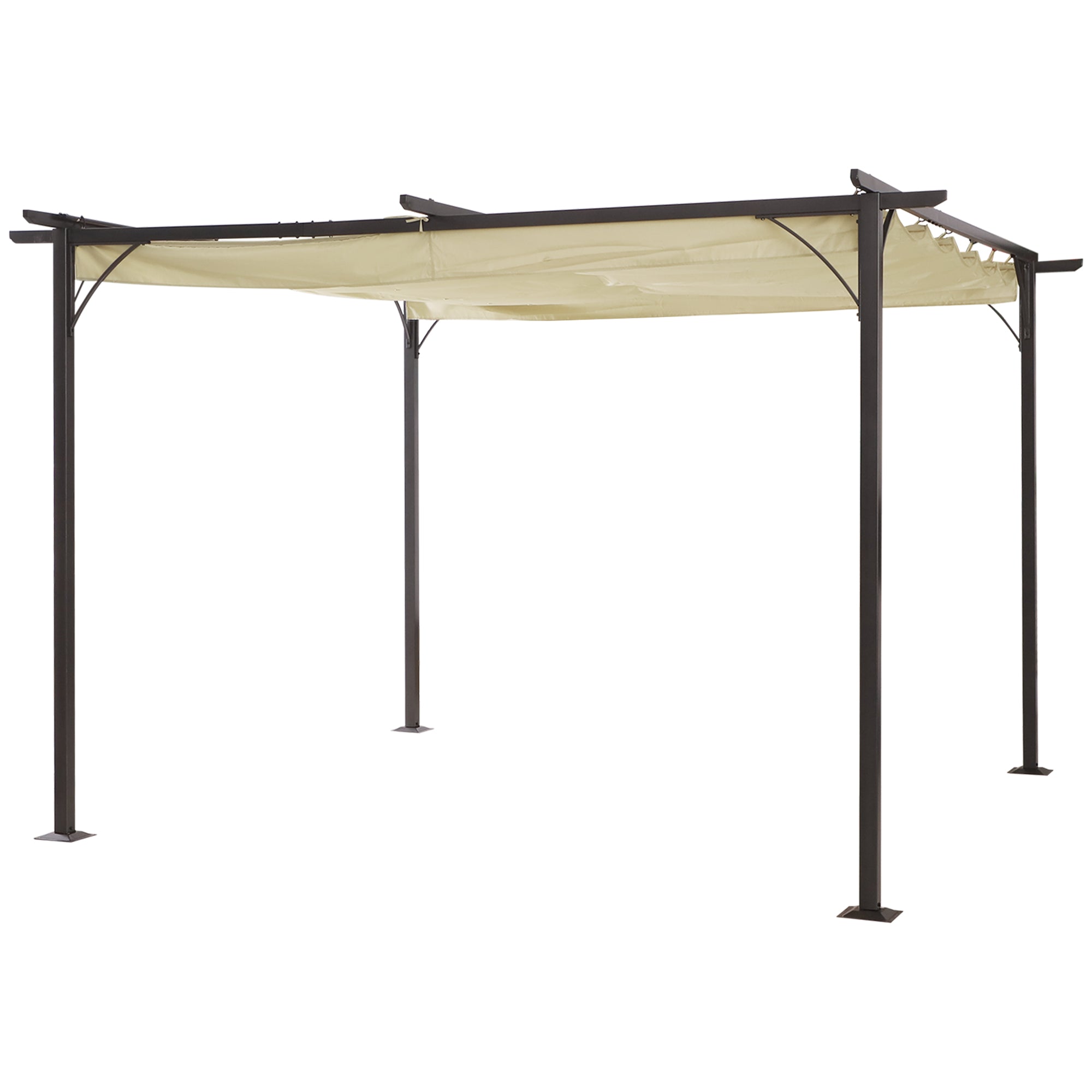 Outsunny 11.5'x11.5' Retractable Metal Pergola Canopy Shade