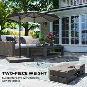 2-Piece Cantilever Offset Patio Umbrella Base Weight Set, 231 lb Heavy Duty Fillable Outdoor Offset Umbrella Weights with Easy-Fill Spouts for Water or Sand for Garden, Backyard, Brown