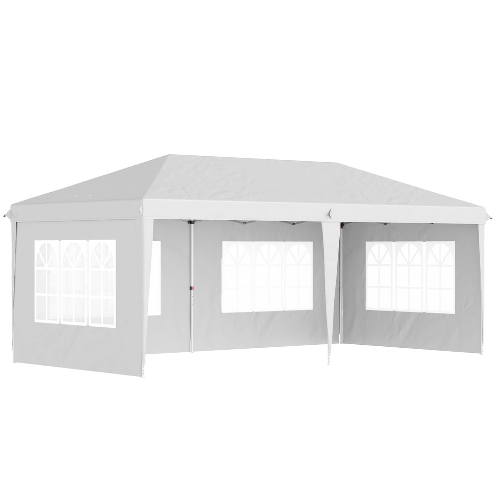 3 x 6m Garden Pop Up Gazebo, Height Adjustable Marquee Party Tent with Sidewalls, Storage Bag, White
