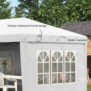 3 x 6m Garden Pop Up Gazebo, Height Adjustable Marquee Party Tent with Sidewalls, Storage Bag, White