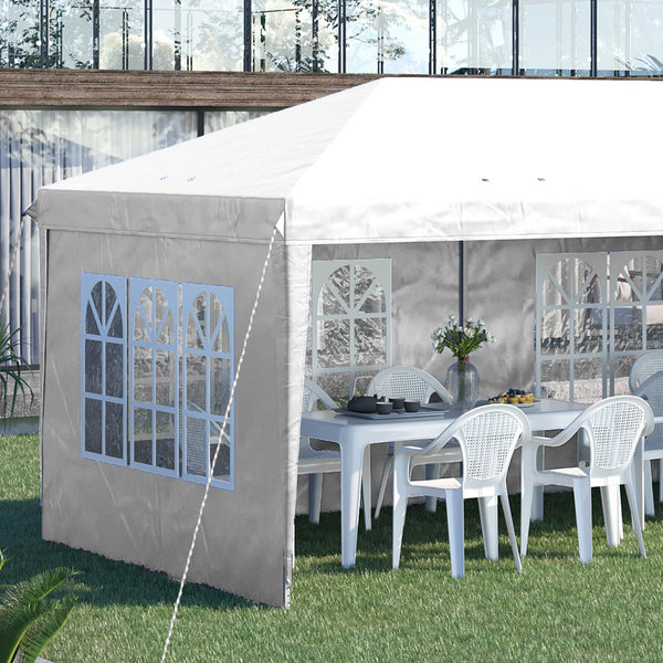 3 x 6m Garden Pop Up Gazebo, Height Adjustable Marquee Party Tent with Sidewalls, Storage Bag, White