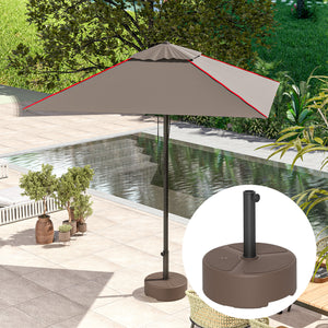 Outsunny Round Patio Umbrella Base Holder, Heavy Duty Outdoor Umbrella Stand Base, Filled Up to 44lbs with Stand or 40lbs with Water for Garden, Poolside, Brown