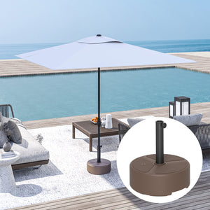 Outsunny Round Patio Umbrella Base Holder, Heavy Duty Outdoor Umbrella Stand Base, Filled Up to 44lbs with Stand or 40lbs with Water for Garden, Poolside, Brown