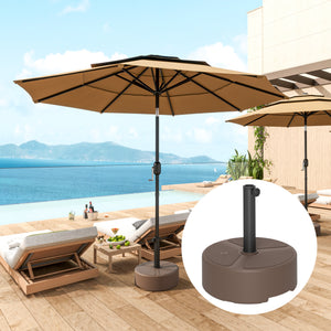 Outsunny Round Patio Umbrella Base Holder, Heavy Duty Outdoor Umbrella Stand Base, Filled Up to 44lbs with Stand or 40lbs with Water for Garden, Poolside, Brown