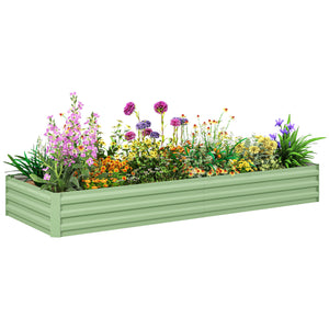 8x3x1FT Galvanized Raised Garden Bed, Outdoor Metal Gardening Planter Box for Growing Vegetables, Flowers, Herbs, Succulents, Light Green