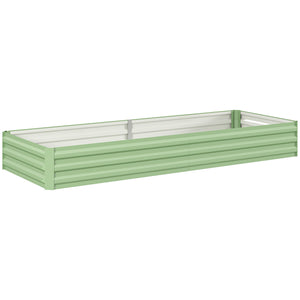 8x3x1FT Galvanized Raised Garden Bed, Outdoor Metal Gardening Planter Box for Growing Vegetables, Flowers, Herbs, Succulents, Light Green