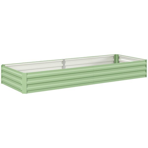 8x3x1FT Galvanized Raised Garden Bed, Outdoor Metal Gardening Planter Box for Growing Vegetables, Flowers, Herbs, Succulents, Light Green