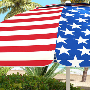 Outsunny 5.7' Portable Beach Umbrella with Tilt, Outdoor Umbrella with Vented Canopy, Flounce, American National Flag Pattern